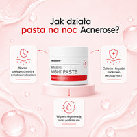 Jak działa pasta na noc Acnerose: nocna pielęgnacja skóry z niedoskonałościami, osłania i łagodzi punktowo w ciągu nocy, wspiera regenerację skóry podczas snu